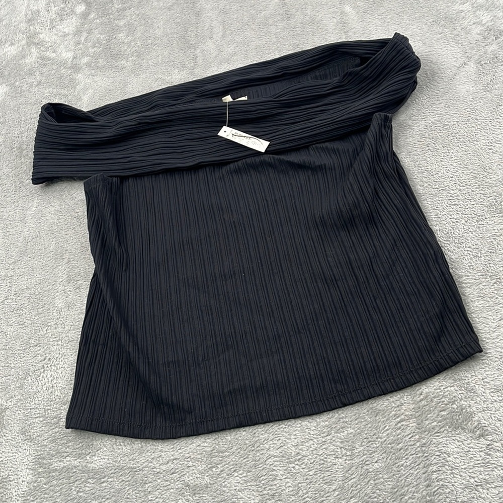NEW Madewell XL Black‎ Twist Front Top Roll Down Off the Shoulder